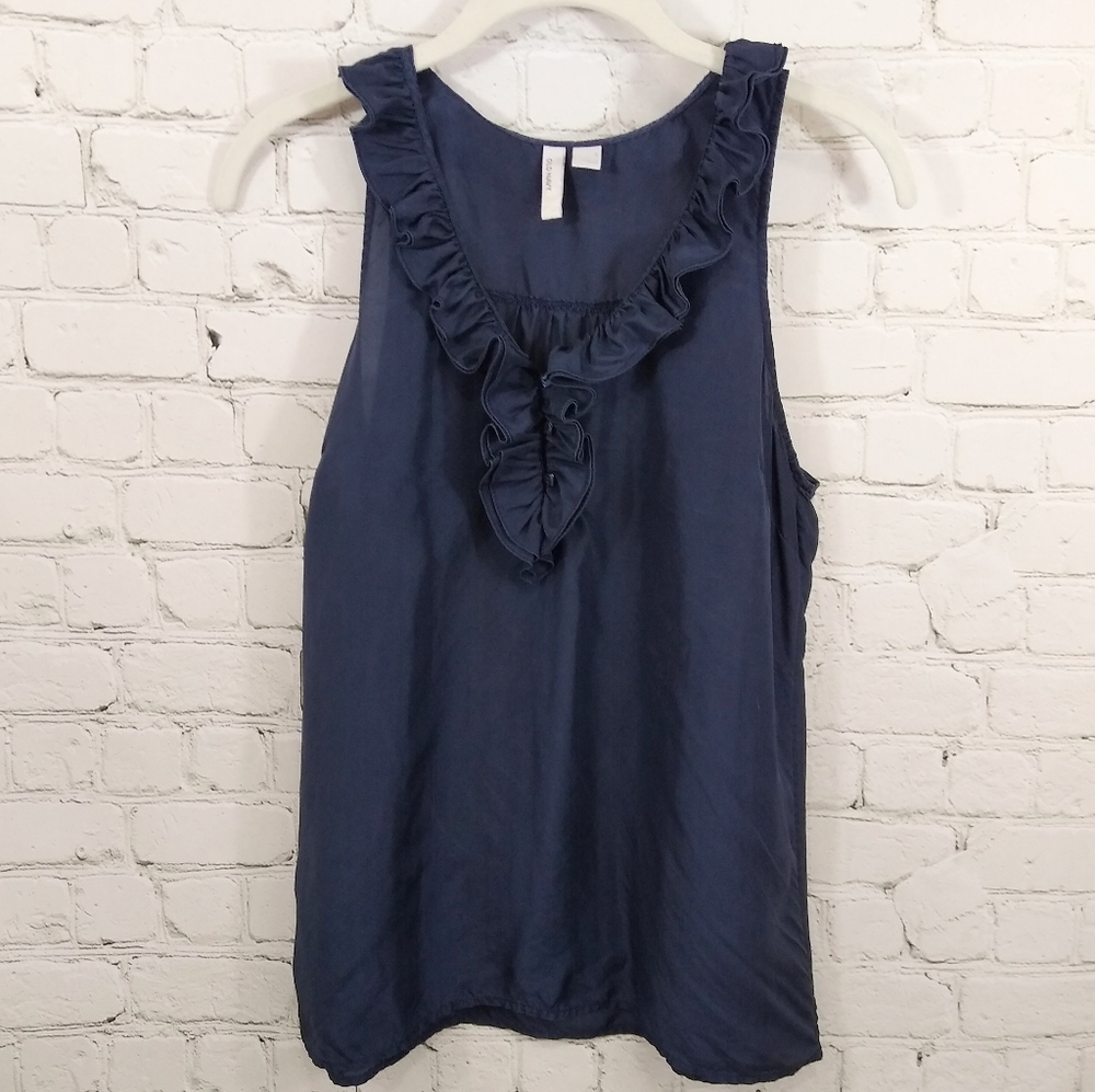 3/$15 Old Navy silk tank top navy ruffled